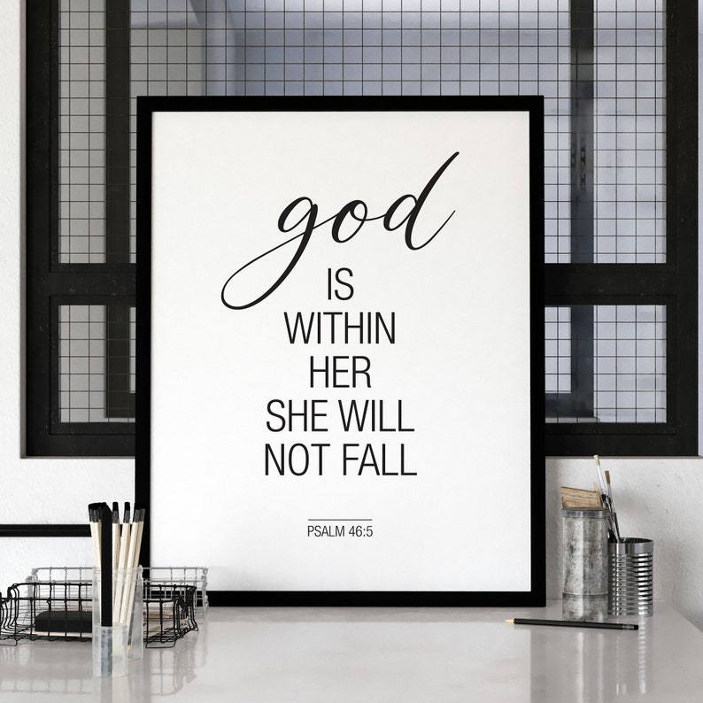 Religious Art, Bible Verse Prints, Christian Wall Art, Psalm 46:5, Scripture Wall Art, Christian Decor image 6