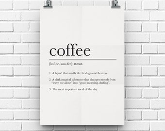 Coffee Definition Wall Art Coffee Print Coffee Poster Funny Coffee Quote Coffee Lover Gift Coffee Sign