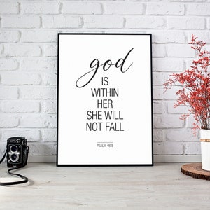 Religious Art, Bible Verse Prints, Christian Wall Art, Psalm 46:5, Scripture Wall Art, Christian Decor image 2