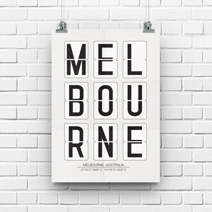Melbourne Australia Print, Melbourne Coordinates, Australia Poster, Printed Wall Art, City Name Map Coordinates