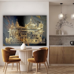 Custom Art - Golden temple - guru granth sahib - Sikh art - large painting - guru Nanak art - Waheguru -golden temple art