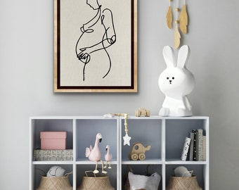 Pregnancy art - motherhood art - womanhood art- mother and baby art - minimalist pregnancy art