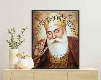 Guru Nanak Dev Ji & Mool Mantra Art Digital Print - diwali gift