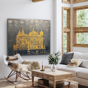 Custom Art - Golden temple - guru granth sahib - Sikh art - large painting - guru Nanak art - Waheguru -golden temple art- diwali art