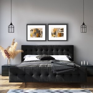 Arte minimalista originale - oro grigio - arte astratta incorniciata - arte dipinta a mano - set di dipinti minimali astratti - arte regalo di Natale - arte da ufficio