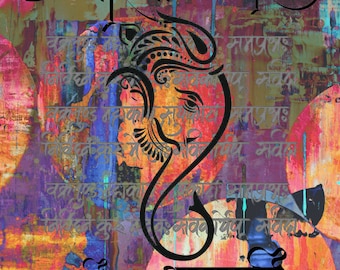 arte Ganesh stampabile, arte digitale Ganesh, arte Ganpati