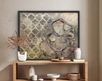 original large art - hindu art - abstract ganesh -Ganpati art - mandir art - new home- diwali