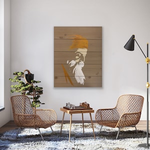 Wooden rustic Guru Nanak Dev Ji Art - Sikh art - guru Nanak painting - abstract guru Nanak art - rustic Sikh art