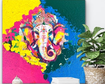 Ganesh abstract art - mixed media - ganesh collage - hindi platt - housewarming gift -Ganpati art - meditation- diwali - ganesh chaturthi