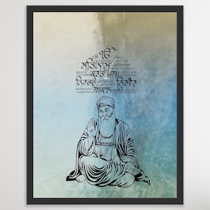 Guru Nanak Dev Ji & Mool Mantra Art Digital Print - regalo diwali - arte diwali