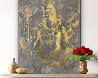 Shiv art - hindu art - modern hindu art - lord shiv - large art - modern art - Shiv ji art