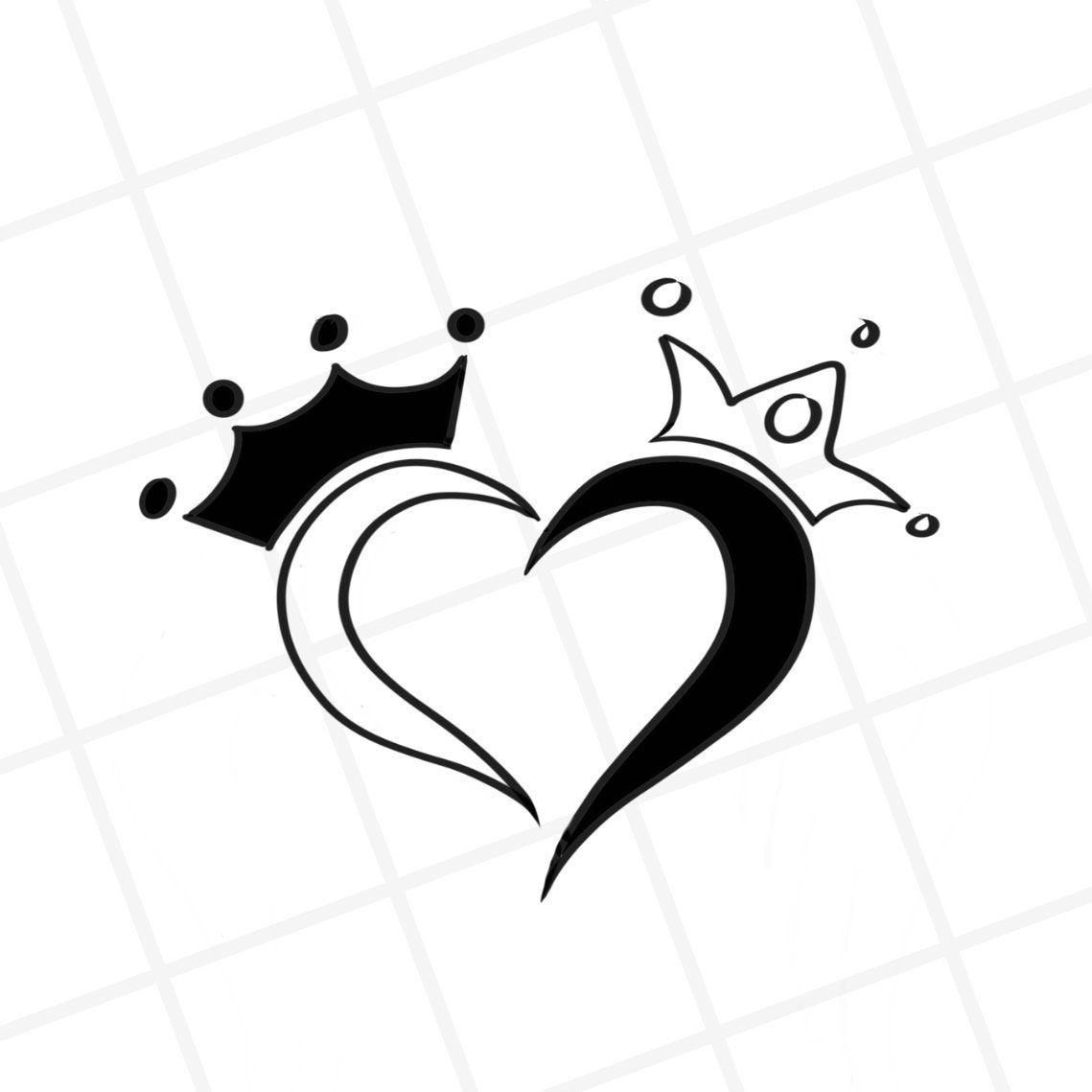 Black-White/hearts/King & Queen/PNG file-Downloadable PNG