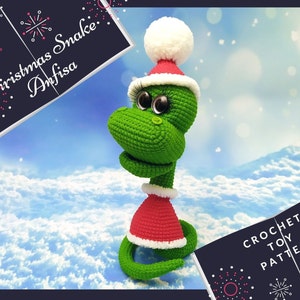Crochet pattern cute snake / Amigurumi pattern Christmas decor / Christmas pattern crochet toys / PDF pattern stuffed animal