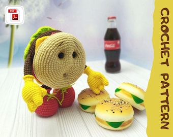 Crochet pattern amigurumi cheeseburger only in Russian / Мастер-класс по вязанию крючком чизбургера на русском языке