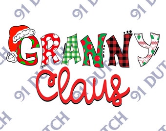 Granny Claus, Christmas Graphic, Christmas Image, Holiday Graphic, Merry Christmas, Santa Hat Image, XMas Clip Art, Happy Holidays, SVG, PNG