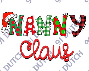 Nanny Claus, Christmas Graphic, Christmas Image, Holiday Graphic, Merry Christmas, Santa Hat Image, XMas Clip Art, Happy Holidays, SVG, PNG