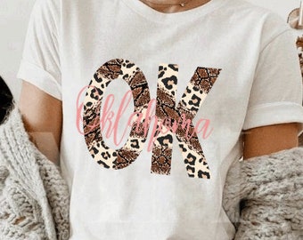 Oklahoma SVG, Leopard Print, Snake Skin Oklahoma, Oklahoma pride PNG, Sublimation Print, Oklahoma state SVG, Digital Download Graphic