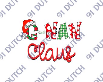 G-Nan Claus, Christmas Graphic, Christmas Image, Holiday Graphic, Merry Christmas, Santa Hat Image, XMas Clip Art, Happy Holidays, SVG, PNG