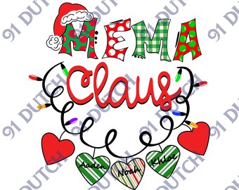 Mema Claus, Christmas Graphic, Christmas Image, Holiday Graphic, Merry Christmas, Santa Hat Image, XMas Clip Art, Happy Holidays, SVG, PNG