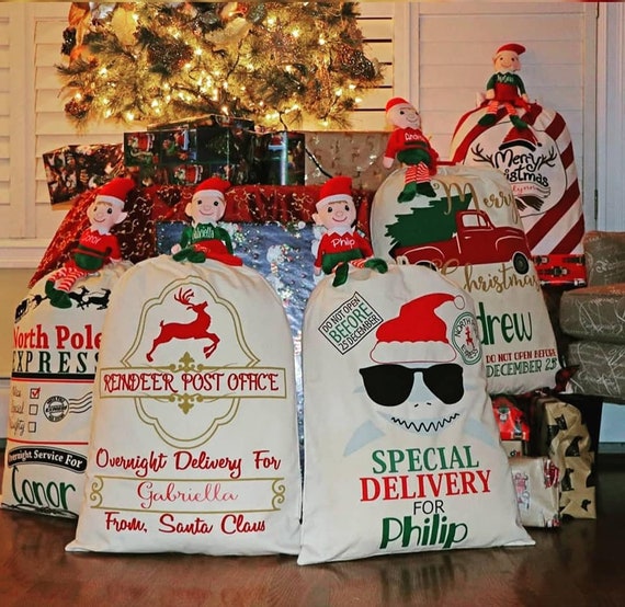 Santa Sacks, Present Wrappings, Christmas Gift Bag, Personalized Bags, North Pole Mail, Saint Nicholas Mail, North Pole Delivery, Burlap Bag