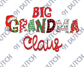 Big Grandma, Christmas Graphic, Christmas Image, Holiday Graphic, Merry Christmas, Santa Hat Image, XMas Clip Art, Happy Holidays, SVG, PNG