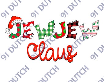 JewJew Claus, Christmas Graphic, Christmas Image, Holiday Graphic, Merry Christmas, Santa Hat Image, XMas Clip Art, Happy Holidays, SVG, PNG