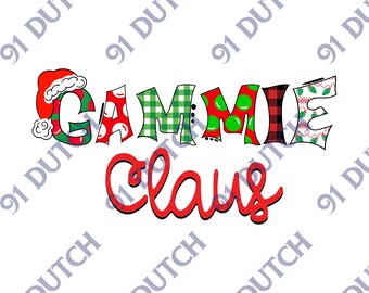 Gammie Claus, Christmas Graphic, Christmas Image, Holiday Graphic, Merry Christmas, Santa Hat Image, XMas Clip Art, Happy Holidays, SVG, PNG
