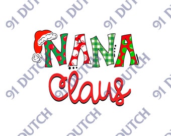 Nana Claus, Christmas Graphic, Christmas Image, Holiday Graphic, Merry Christmas, Santa Hat Image, XMas Clip Art, Happy Holidays, SVG, PNG