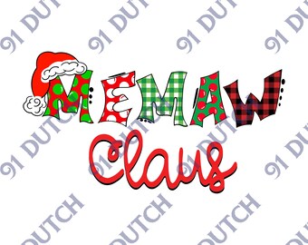 Memaw Claus, Christmas Graphic, Christmas Image, Holiday Graphic, Merry Christmas, Santa Hat Image, XMas Clip Art, Happy Holidays, SVG, PNG