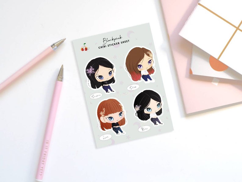 blackpink chibi sticker sheet kawaii stickers printable etsy