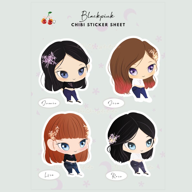 blackpink chibi sticker sheet kawaii stickers printable etsy