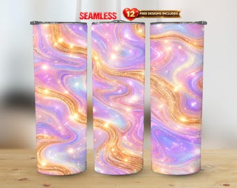 Lavande rose opale or pailleté marbre 20 oz verre droit Wrap PNG Sublimation transparente | Téléchargement instantané