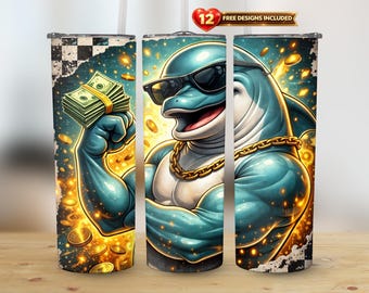 Dolfijn 20 oz magere Tumbler sublimatie ontwerp digitale download PNG Instant UITSLUITEND DIGITAAL, Tumbler Wrap