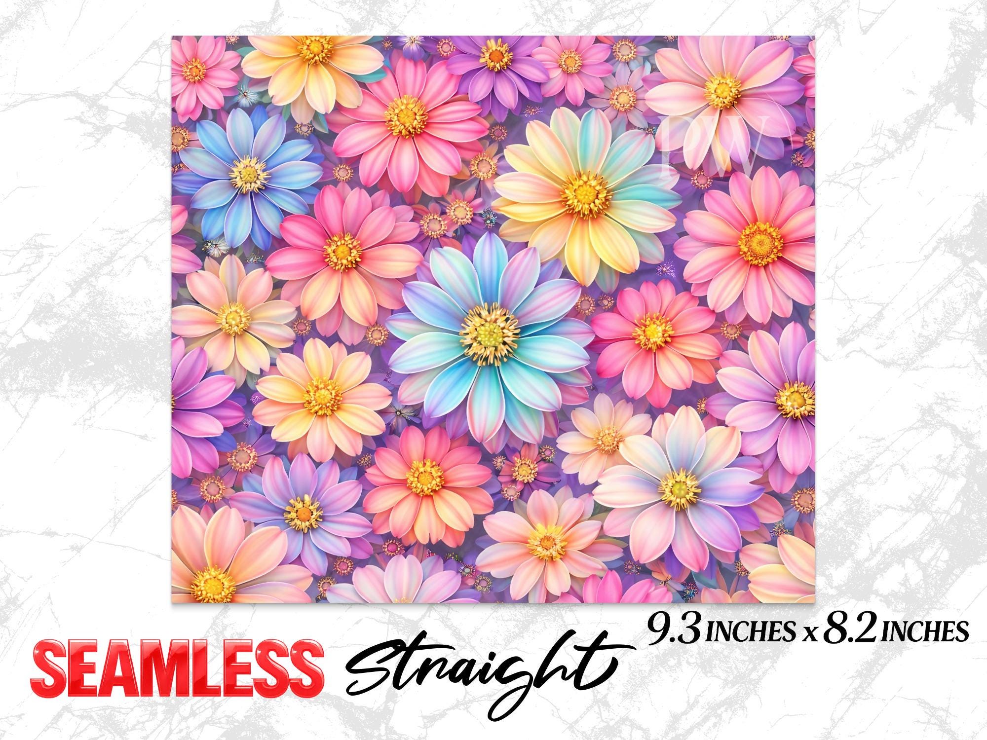 Floral 20oz Straight Tumbler Seamless Wrap PNG | Spring Flower Instant ...