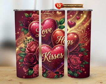 Valentine Heart 20oz skinny bekerverpakking, png | Direct downloaden
