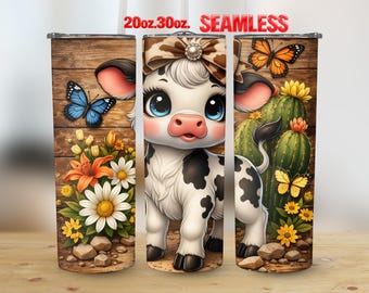 Highland baby koe 20oz 30oz rechte beker wrap naadloze png-sublimatie | Direct downloaden