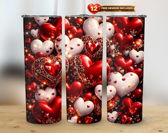 Valentijnsdag hart 20oz rechte bekerwikkel, png | Direct downloaden