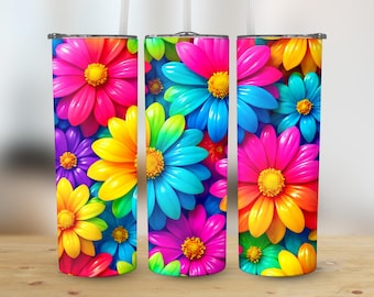 Floral Tumbler Wrap: Flower Sublimation Design (Digital Download)