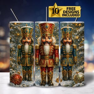 Nutcracker Christmas Tumbler Wrap, 20oz Skinny Tumbler Design (PNG)