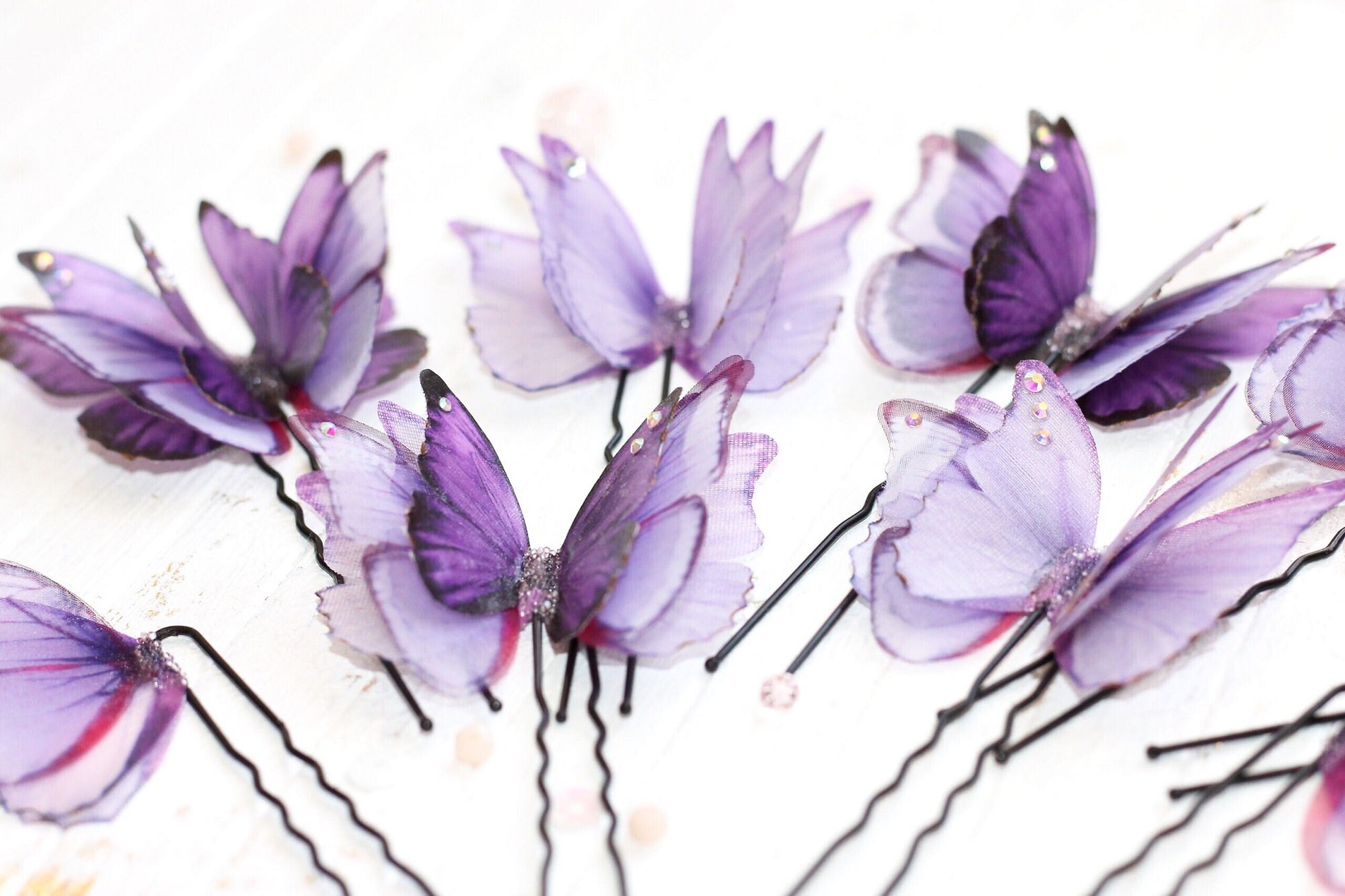 Lilac purplesilk butterflies Clips Set of 9 Beautiful Etsy