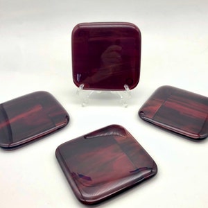 330 & 331 Burgundy fused glass coasters