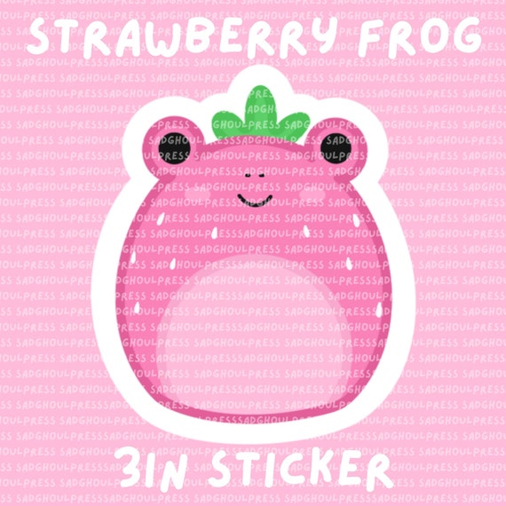 3 inch Strawberry Frog Squish Sticker | Stationery | Gift | Laptop | Water  bottle | Squishmallow | Kid | Teen | Cute | Plush | Squish Squad