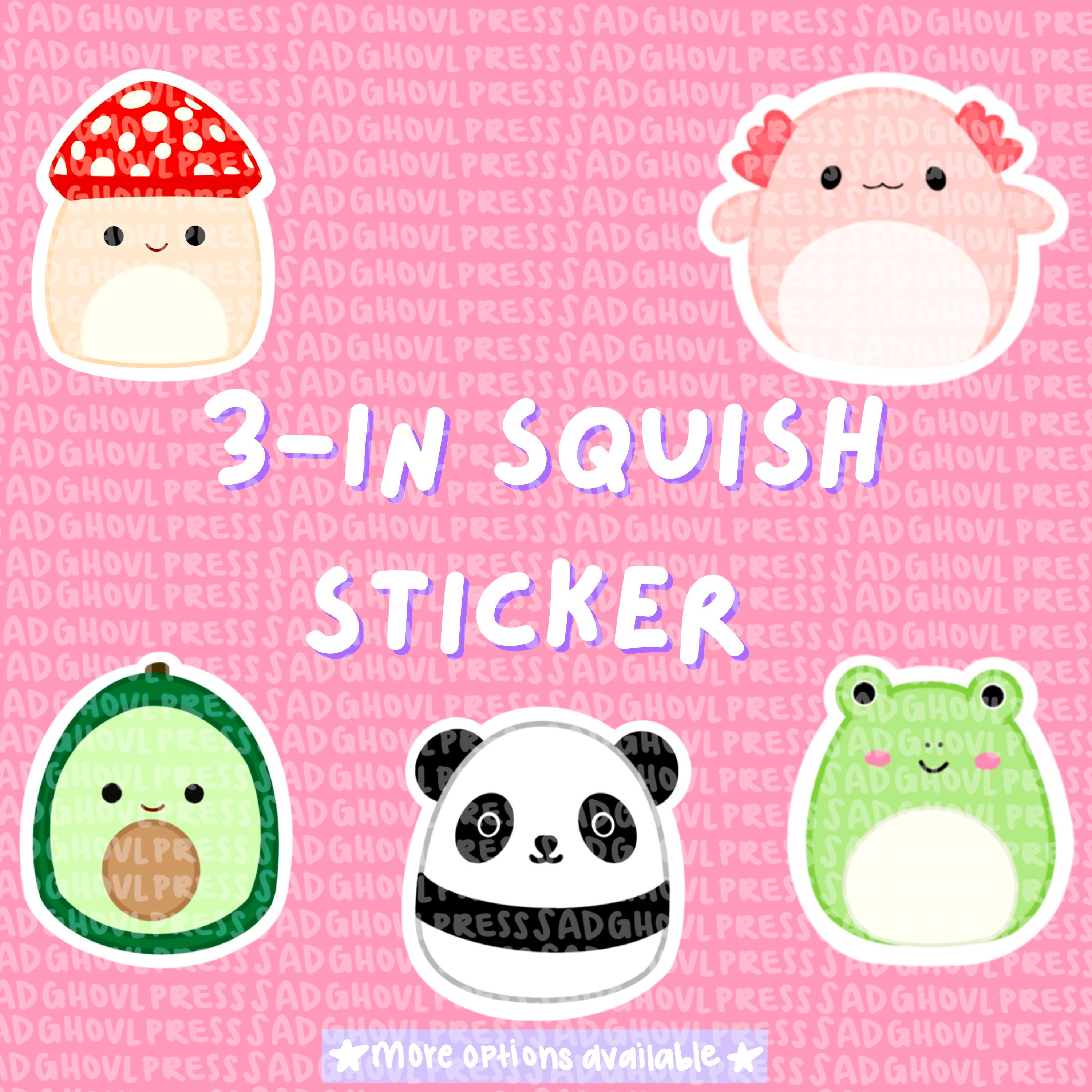 3 Inch Single Squish Sticker Gift Laptop Sticker Water Bottle Plush Cute  Kawaii Tik Tok Squishmallows 