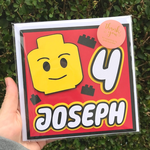 Personalised 3D Lego Building Blocks Styled Birthday Card
