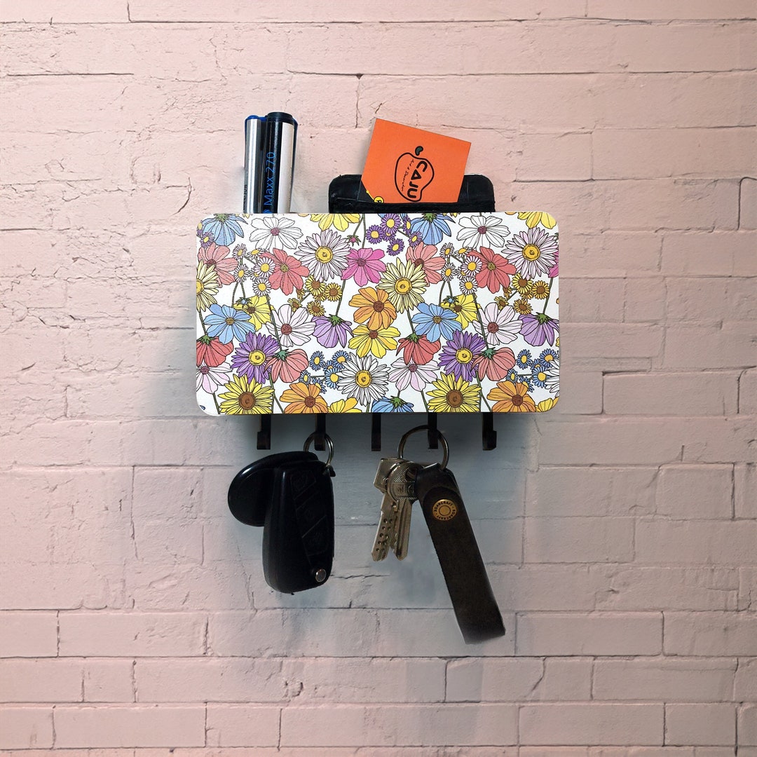 Flower Key and Wallet Holder Wall Organizer Letter Holder Etsy