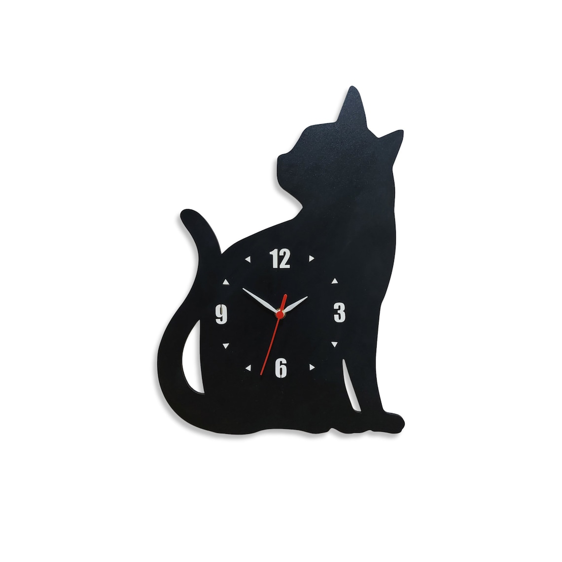 Black Cat Wall Clock Sitting Cat Wooden Wall Clock Elegant Etsy