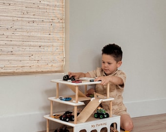 Kleinkind Geschenk, Spielzeugauto Lagerung, Baby Autos Lagerung, Spielzeug Garage, Kleinkind Jungen Geburtstagsgeschenk, Spielzeug für Kleinkind, Holz Spielzeug Auto Halter