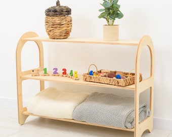 Nursery Furniture Toy Storage, Toy Storage, Wooden Toy Organizer, Natural Wood, Wooden Toyshelf, Montessori Toy Shelf for Playroom