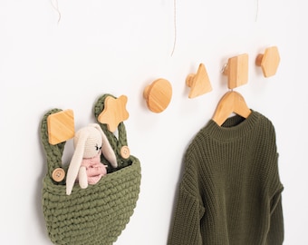 Wooden Coat Rack, Baby Hangers, Kids Wall Hooks, Kids Coat Rack, Girl Room, Wooden Wall Hooks, Kids Bedroom Decor, Wooden Hooks