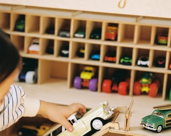 Hölzerne Spielzeugauto-Garage, Spielzeugauto-Parkplatz, Spielzeug für Kleinkind, Kleinkind-Geburtstags-Geschenk, Spielzeugauto-Lagerung, Garagen-Auto-Rampe, Baby Cars-Lagerung